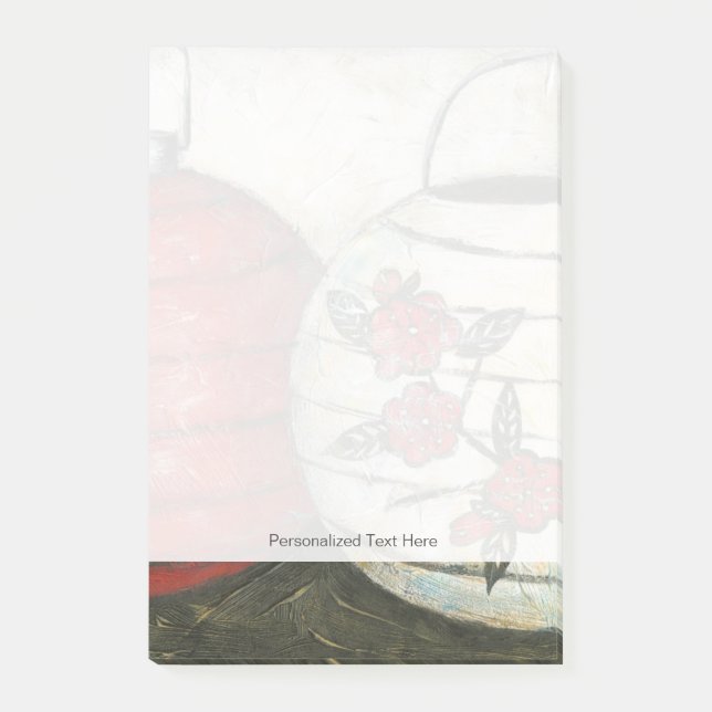 Neujahrsfest-Laternen mit Blumendruck Post-it Klebezettel (Vorderseite)