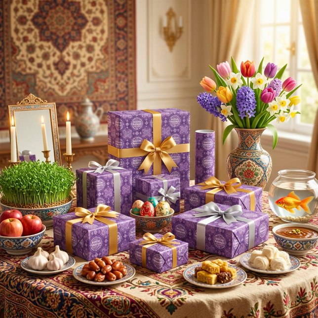 Neujahrsgeschenke der Geburtstagsparty im Iran Geschenkpapier (Iranian New Year Nowruz Birthday Party Event Gifts Wrapping Paper)