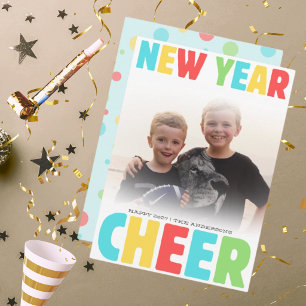 Neujahrsgruß 5x7 Flachkarte hell und lustig Feiertagskarte