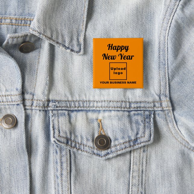 Neujahrsgrüße auf dem orangefarbenen Platz Button (Beispiel)