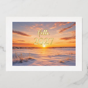 Neujahrsgrußkarte 2027 folien feiertagskarte