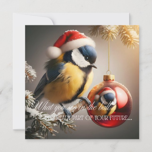 Neujahrsgrußkarte mit einem Vogel (Vorderseite)