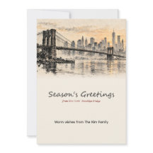 Neujahrsgrußkarte New York Brooklyn Bridge Tusche