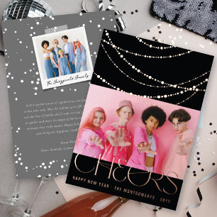 Neujahrsjubeln funkeln Licht Stilvolles Foto Folien Feiertagskarte