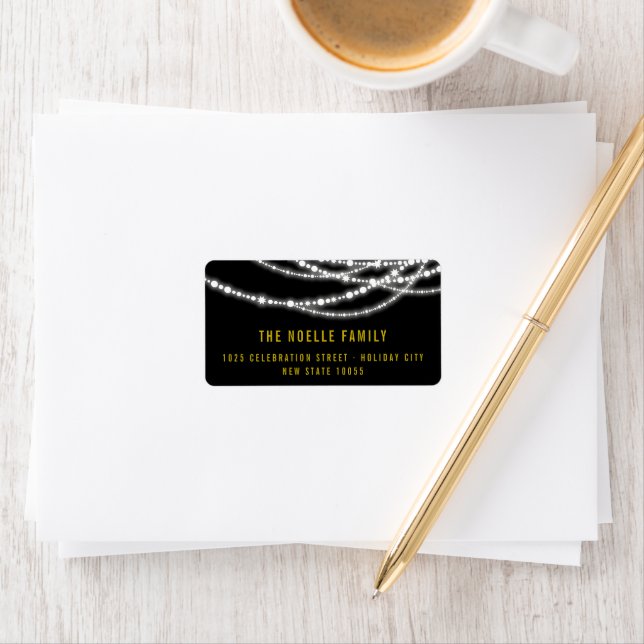 Neujahrsjubeln funkeln Licht Stylische Adresse Adressaufkleber (Insitu)