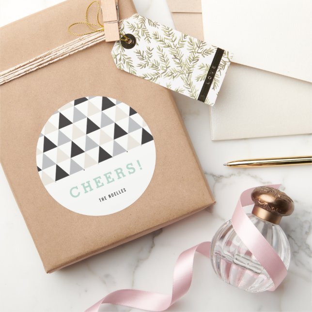 Neujahrsjubiläum neutraler Mod geometrischer Urlau Runder Aufkleber (Schenken)