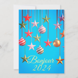 Neujahrskarte Bonjour 2024 Feiertagskarte