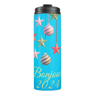 Neujahrskarte Bonjour 2024 Thermosbecher