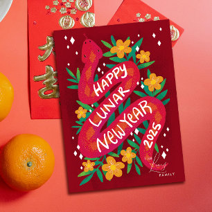 Neujahrskarte des Roten Jahres der Schlange Feiertagskarte