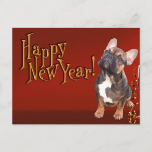 Neujahrskarte französische Bulldogge Postkarte