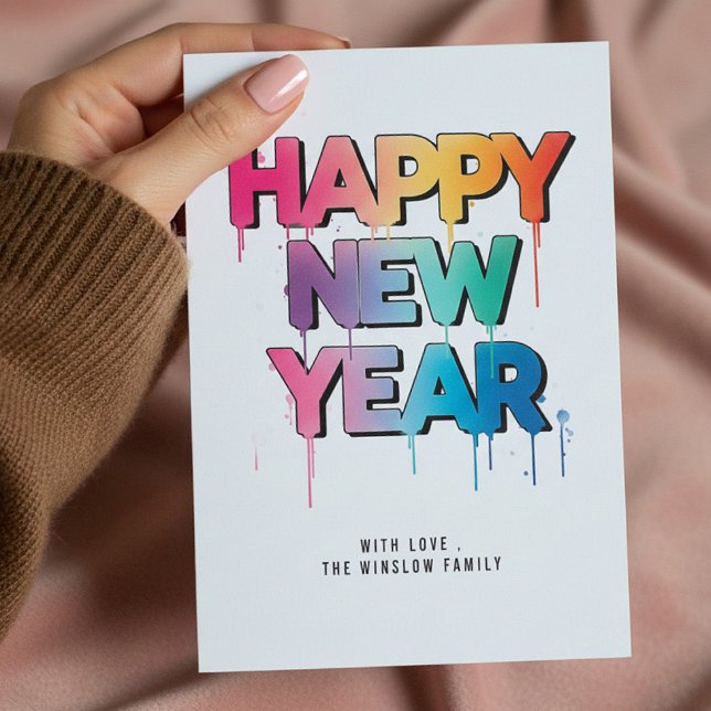 Neujahrskarte – Persönlicher Name oder Familie Feiertagskarte (Von Creator hochgeladen)