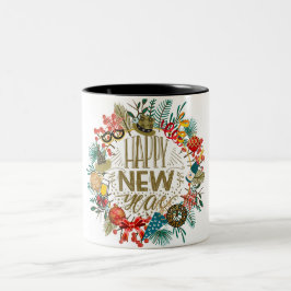 Neujahrskranz Zweifarbige Tasse