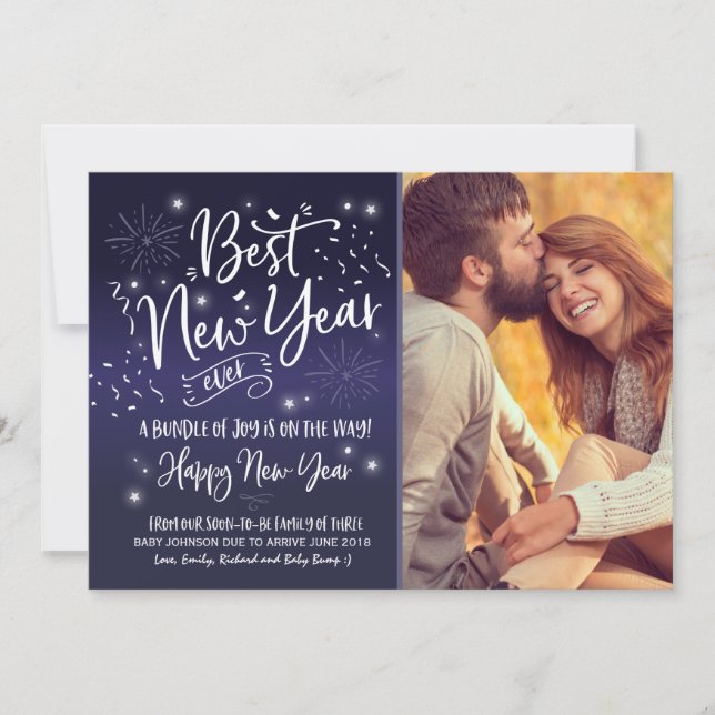 Neujahrskündigung der Schwangerschaft Neujahr 2018 Feiertagskarte (Vorderseite)