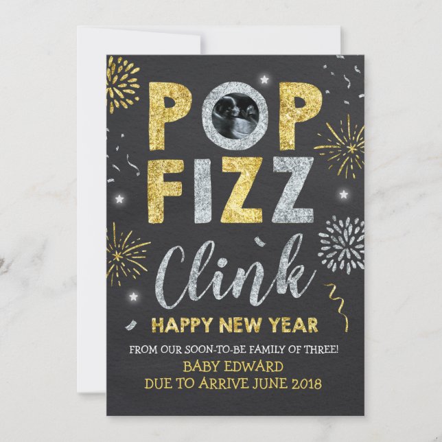 Neujahrskündigung der Schwangerschaft Neujahrskart Feiertagskarte (Vorderseite)