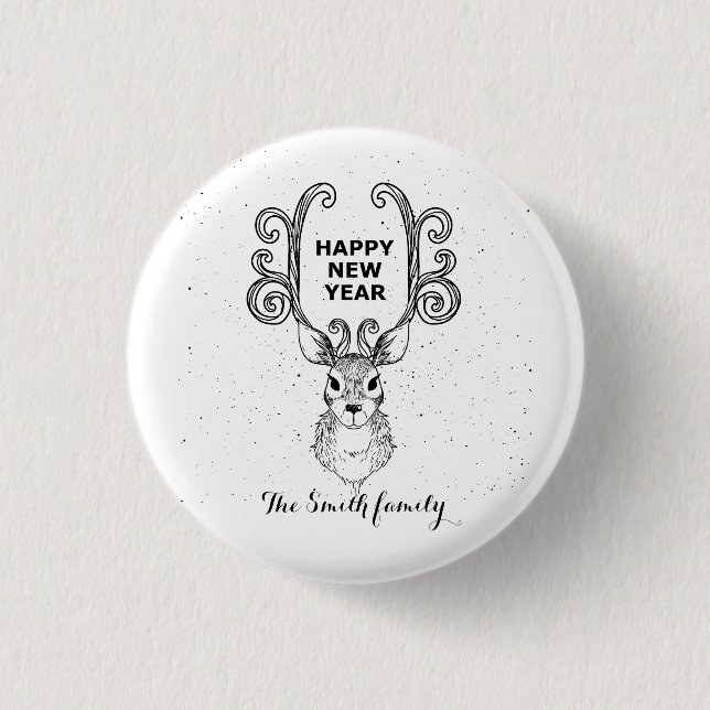 Neujahrsmagie der Schwarzweißrinder Button (Vorderseite)