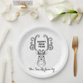 Neujahrsmagie der Schwarzweißrinder Pappteller