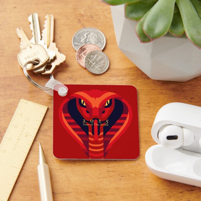 Neujahrsnake 2025 BSqK01 Schlüsselanhänger (Schreibtisch)