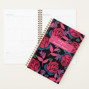Neujahrsname Blumenrosen schwarz elegant chic Planer