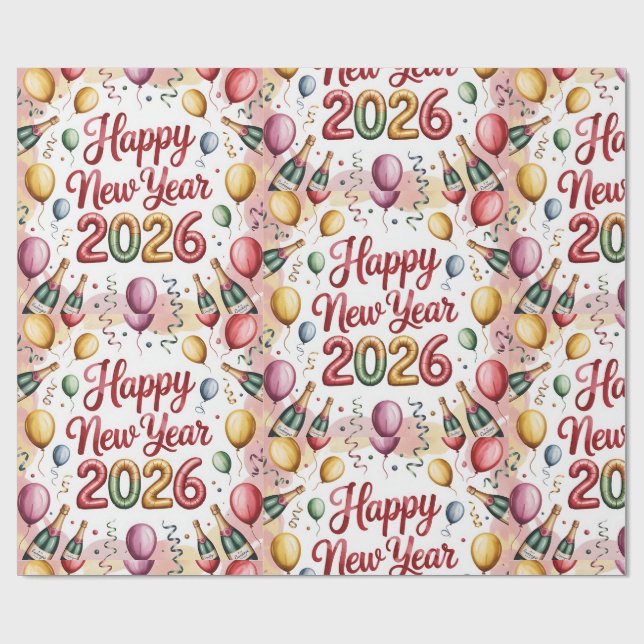 Neujahrspapier 2026 Geschenkpapier (Flach)