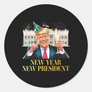 Neujahrspräsident Funny Trump Silvester P Runder Aufkleber