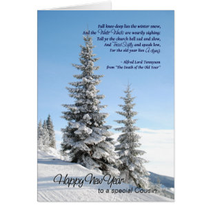 Neujahrsschnee auf Koniferen für Cousin Tennyson G