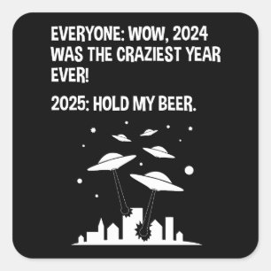 Neujahrstag 2025 quadratischer aufkleber
