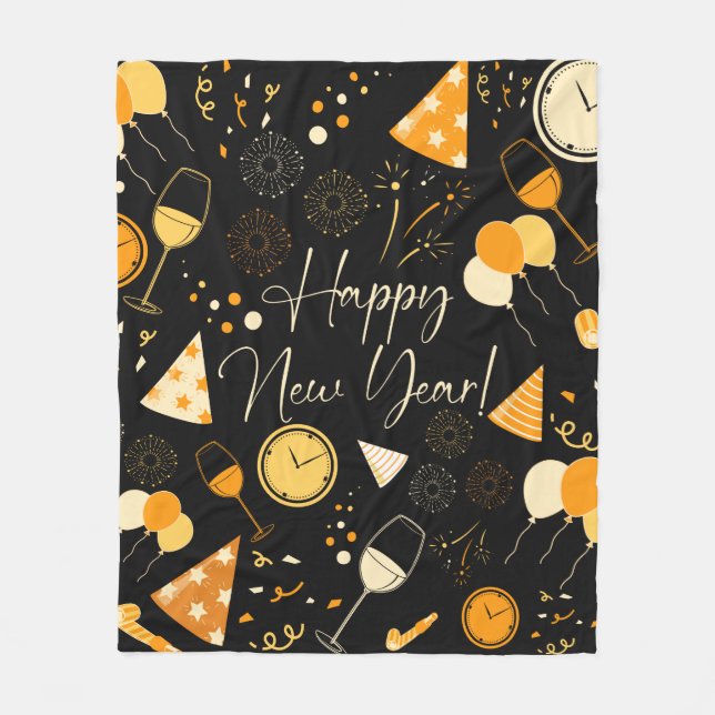 Neujahrstag Fleecedecke (Vorderseite)