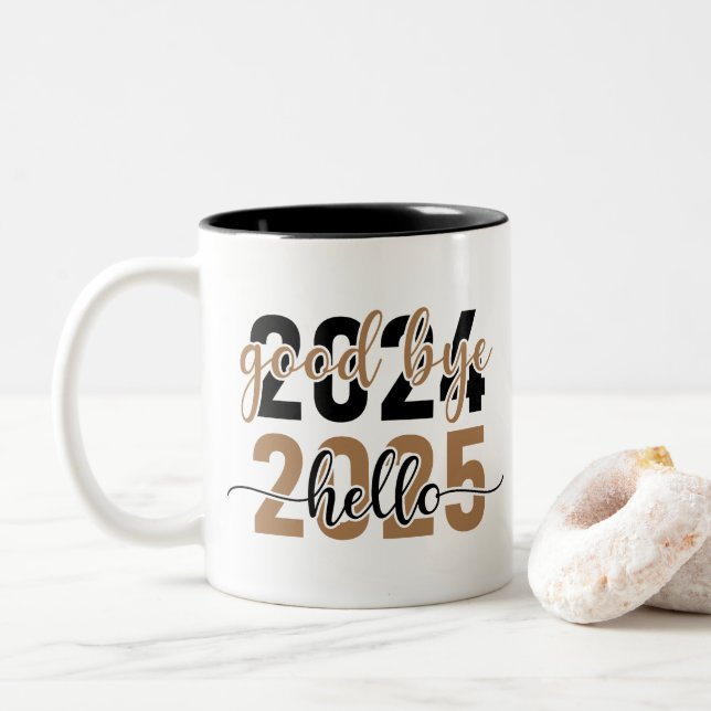 Neujahrstag Zweifarbige Tasse (Mit Donut)