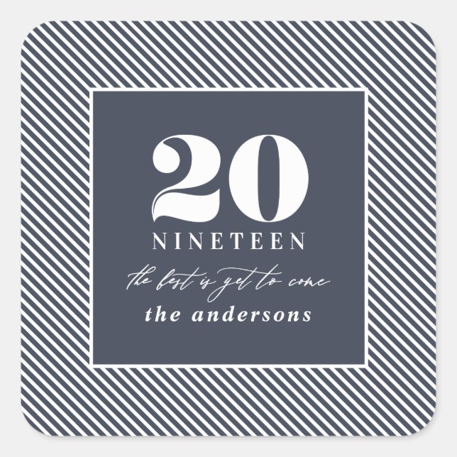 Neujahrstypografie Quadratischer Aufkleber (Vorderseite)