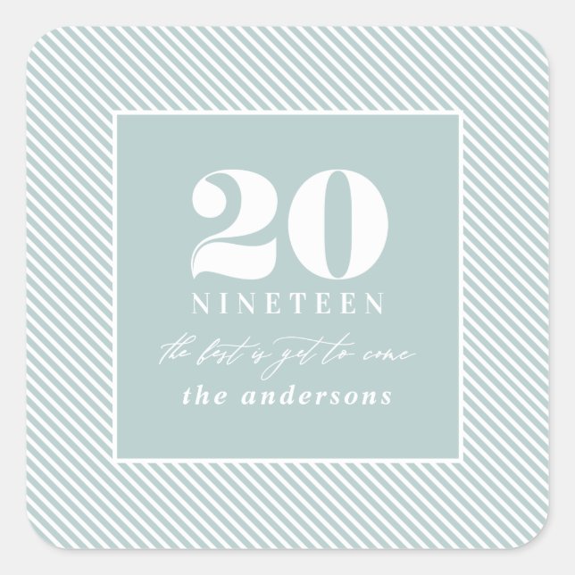 Neujahrstypografie Quadratischer Aufkleber (Vorderseite)