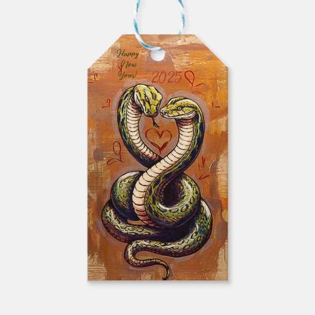 Neujahrswunsch für die Liebe 2025 Holzschlange Geschenkanhänger (Vorderseite)