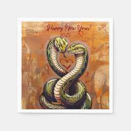 Neujahrswunsch für die Liebe 2025 Holzschlange Serviette
