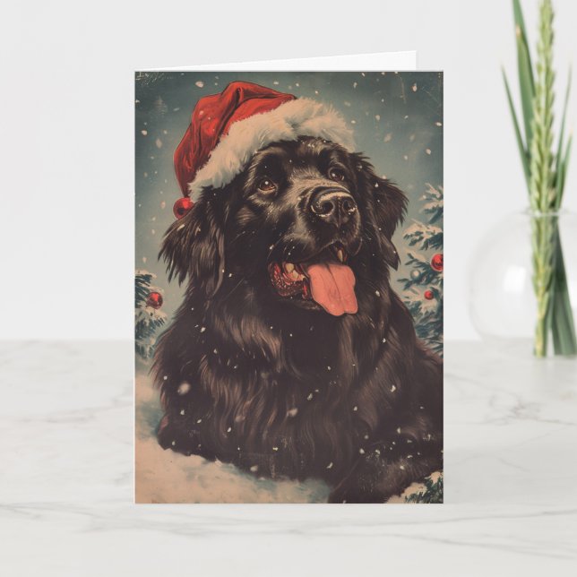 Neuland-Hund Vintag personalisierte Weihnachten (Vorderseite)