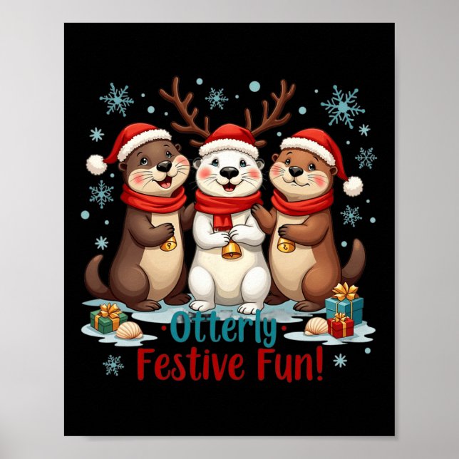 Neulich festliche Spaß Weihnachten Otter Tiere Tie Poster (Vorne)
