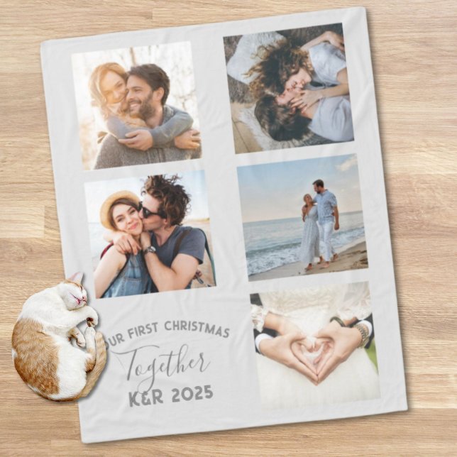 Neulich vermählt unser erstes Weihnachtsfest zusam Fleecedecke (Newly Weds Our First Christmas Together Photo Fleece Blanket)