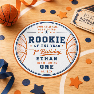 Neuling des Jahres Basketball-Ticket 1. Geburtstag Runder Aufkleber