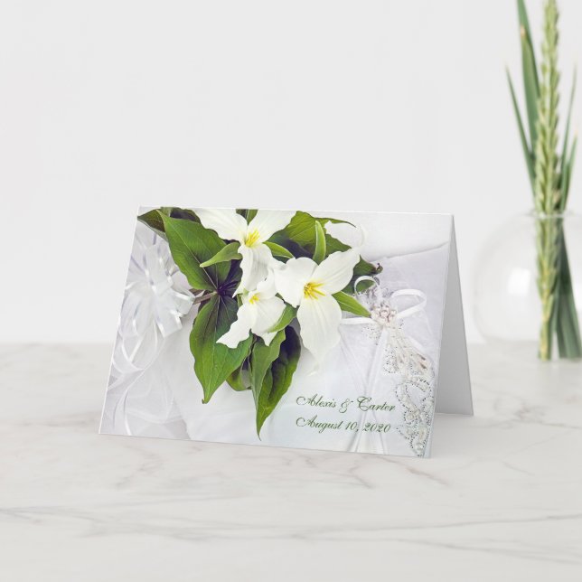 Neulinge-Trillium-Bridal-Bouquet auf Kissen Karte (Vorderseite)