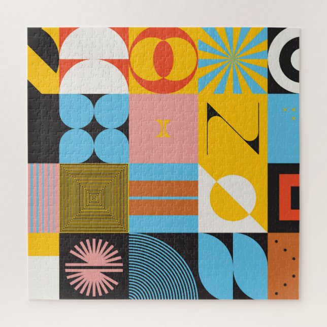 Neumodern Abstrakt: Geometrisches Jazz Puzzle (Vertikal)