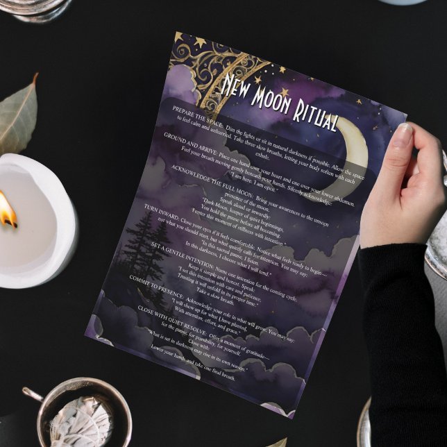 Neumond-Ritual Paganisches Gebetbuch der Schatten Poster (New Moon Ritual Pagan Prayer Book of shadows Poster)