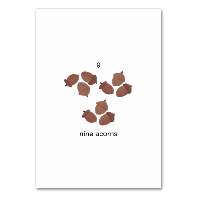 Neun Akornen, benutzerdefinierte Zahlenblinkkarten Tischnummer (Rückseite)