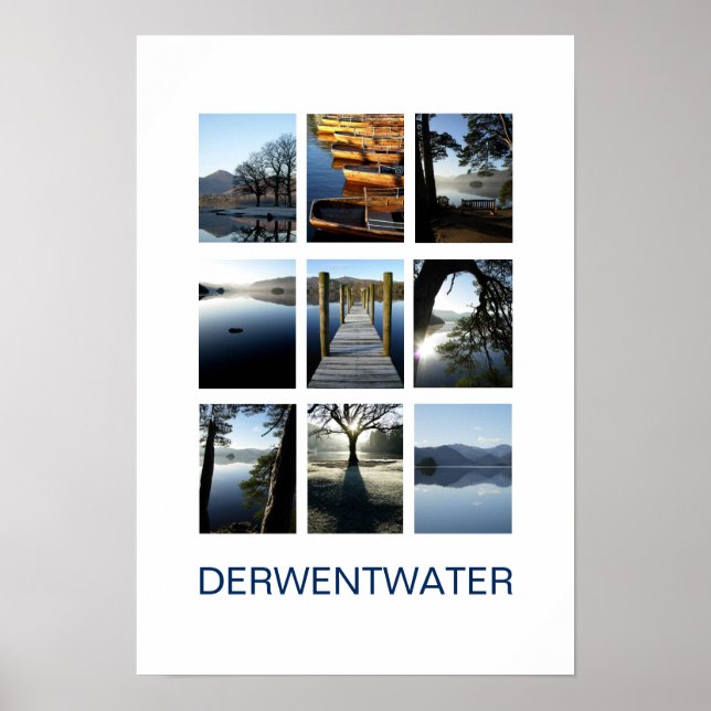Neun Ausblicke auf Derwentwater - Lake District Po Poster (Vorne)