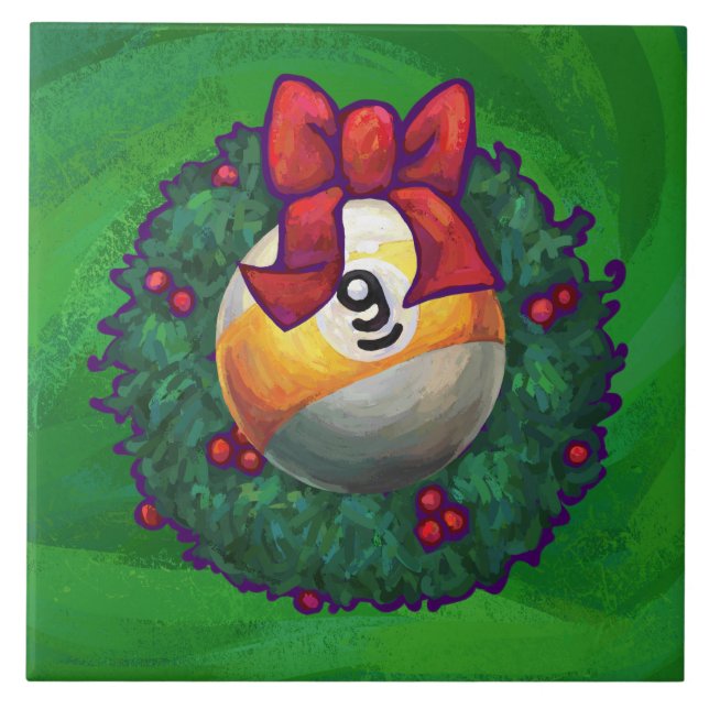 Neun Ball im Kraut auf Grün Fliese (Vorderseite)