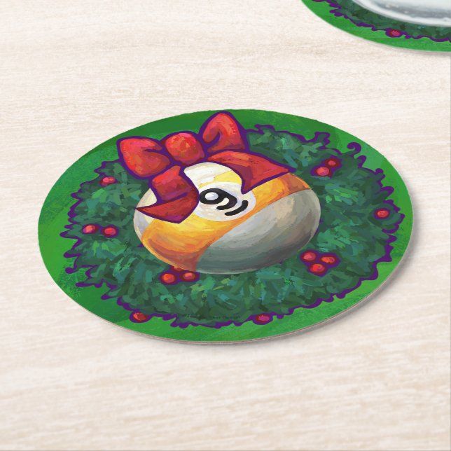 Neun Ball im Kraut auf Grün Runder Pappuntersetzer (Angewinkelt)