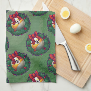 Neun Ball im Krautmuster auf Grün Geschirrtuch