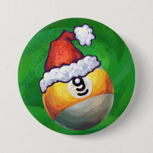 Neun Ball in Weihnachtsmannmütze über Grün Button