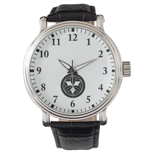Neun Bambus-Blätter im Kreis Armbanduhr (Vorderseite)