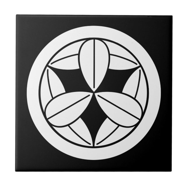 Neun Bambus-Blätter im Kreis Fliese (Vorderseite)