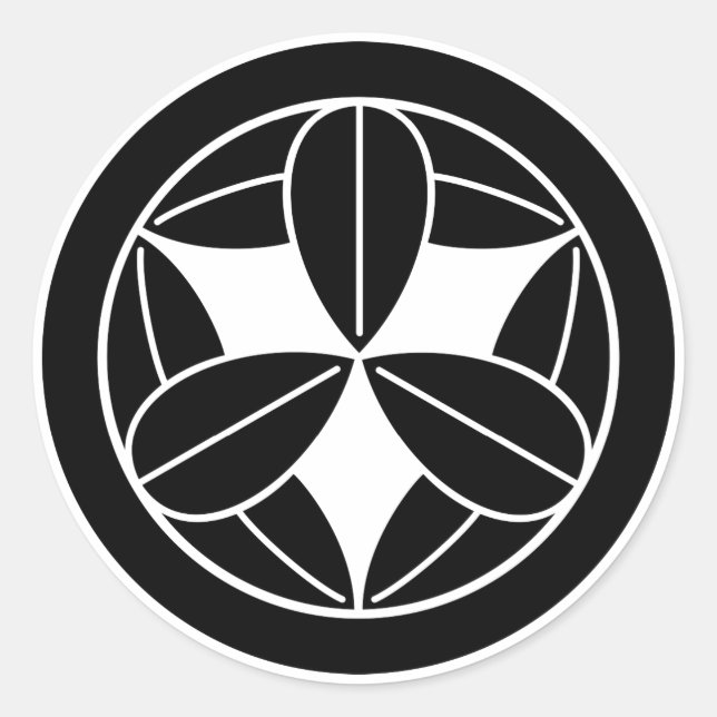 Neun Bambus-Blätter im Kreis Runder Aufkleber (Vorderseite)