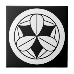 Neun Bambusblätter im Kreis Fliese