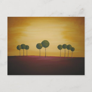 Neun Bäume bei Sonnenuntergang Postkarte